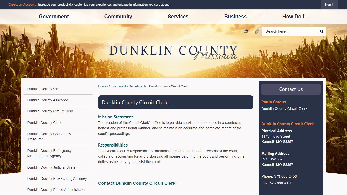 Dunklin County Circuit Clerk | Dunklin County, MO