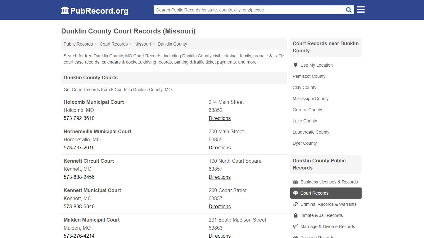 Free Dunklin County Court Records (Missouri Court Records) - PubRecord.org