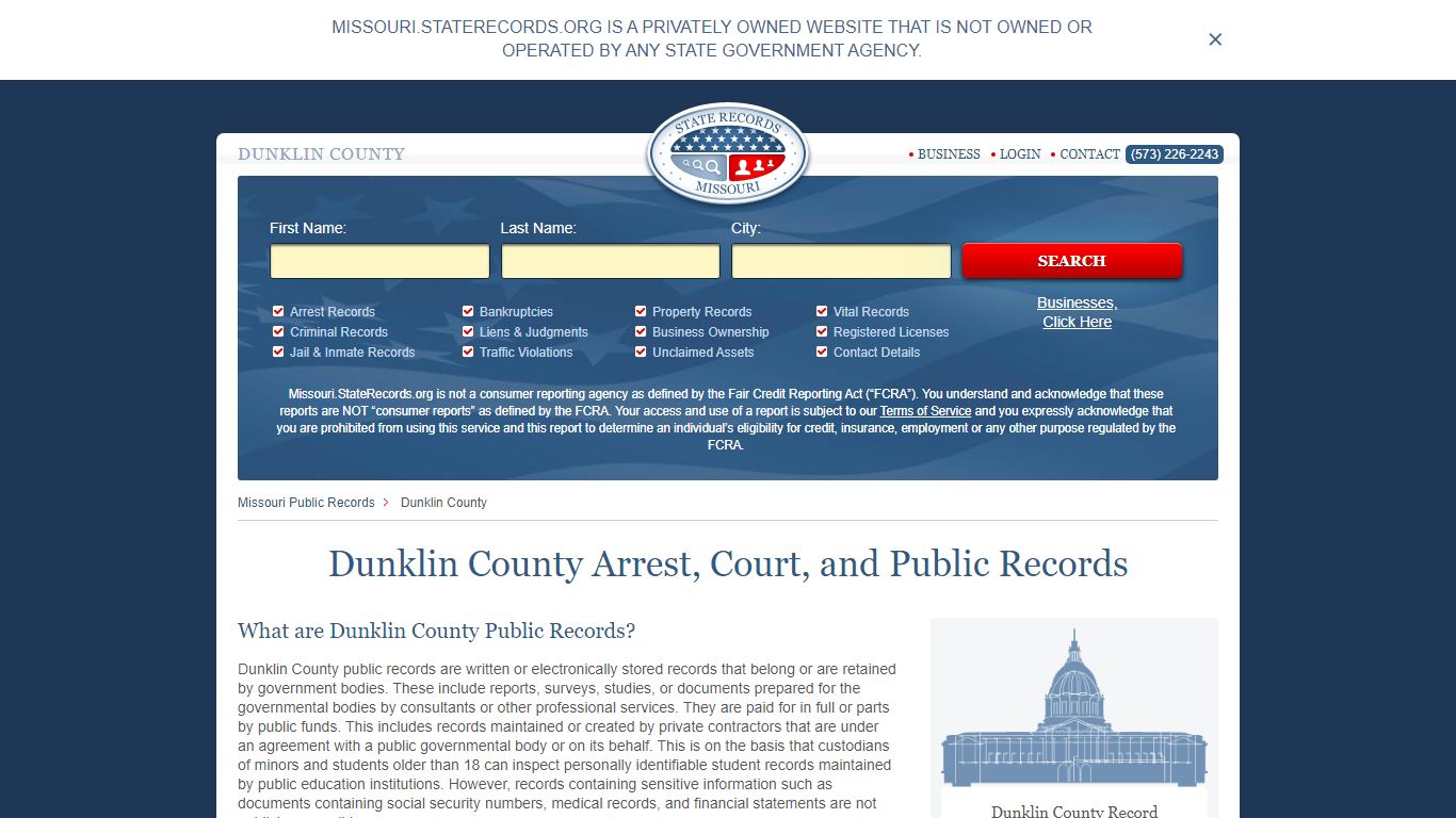 Dunklin County Arrest, Court, and Public Records