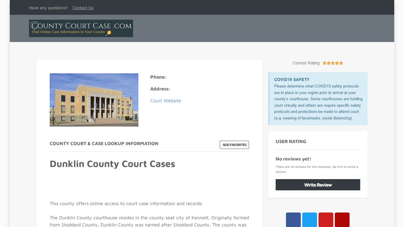 Dunklin County | County Court Case Search & Lookup | CountyCourtCase ...